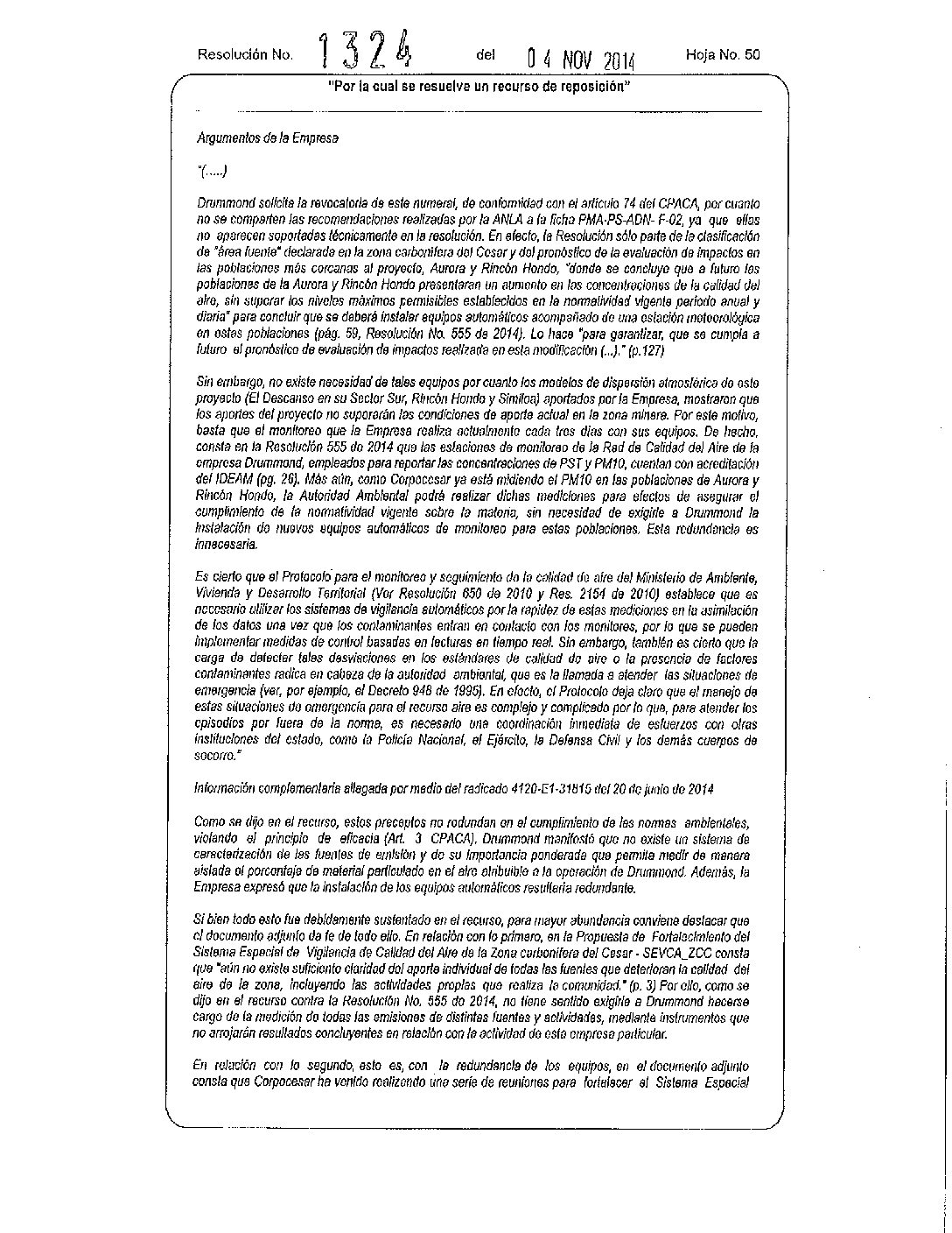 31.B. Resolución No. 1324 de 2014 – Resuelve Rec. RES 555 (Parte 2)