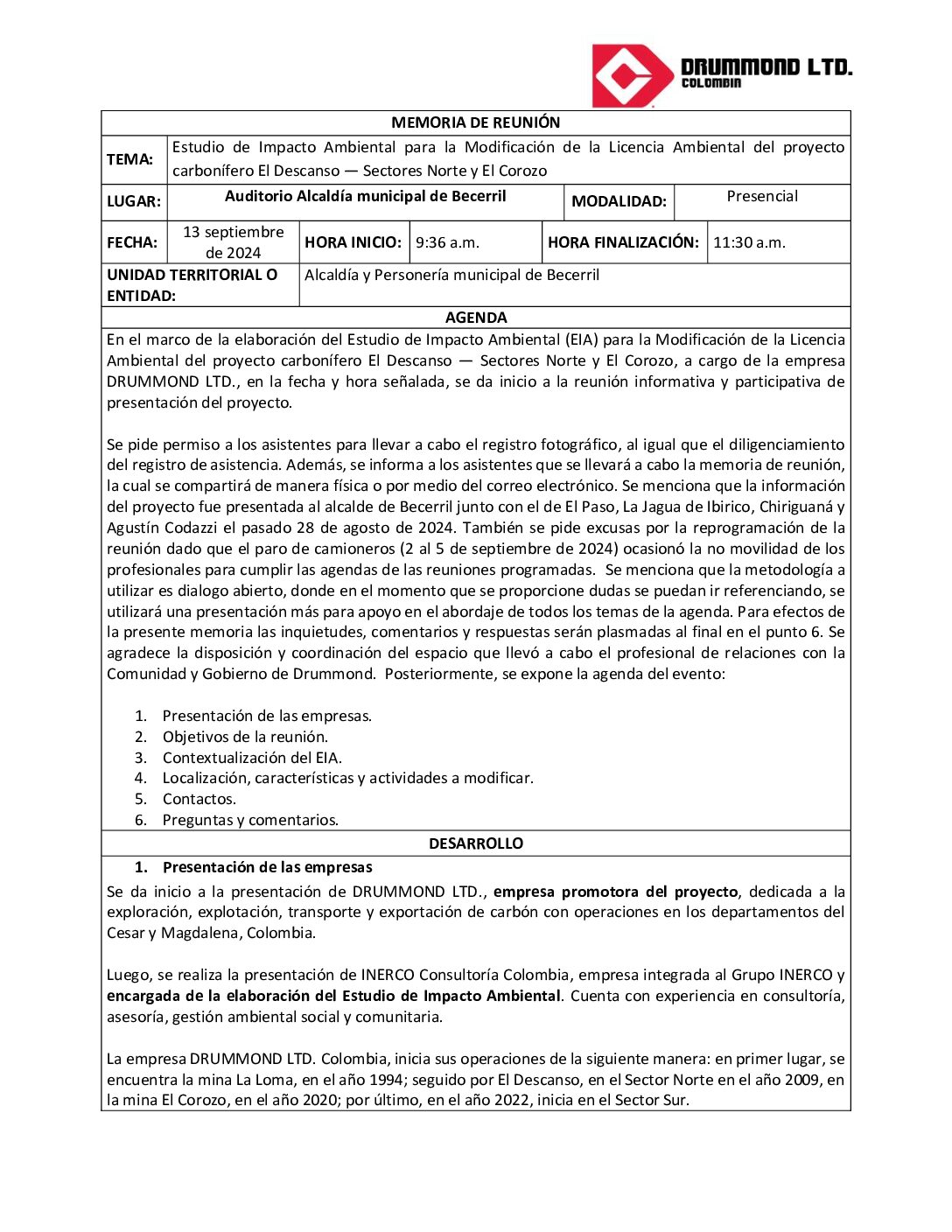 Socialización EIA Alcaldía-Personería – Becerril